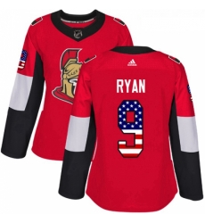 Womens Adidas Ottawa Senators 9 Bobby Ryan Authentic Red USA Flag Fashion NHL Jersey 