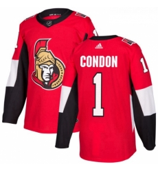 Youth Adidas Ottawa Senators 1 Mike Condon Authentic Red Home NHL Jersey 