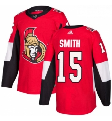 Youth Adidas Ottawa Senators 15 Zack Smith Authentic Red Home NHL Jersey 