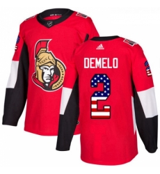 Youth Adidas Ottawa Senators 2 Dylan DeMelo Authentic Red USA Flag Fashion NHL Jersey 