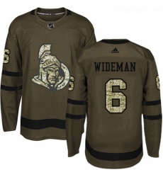 Youth Adidas Ottawa Senators 6 Chris Wideman Authentic Green Salute to Service NHL Jersey 