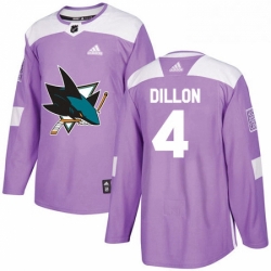 Mens Adidas San Jose Sharks 4 Brenden Dillon Authentic Purple Fights Cancer Practice NHL Jersey 