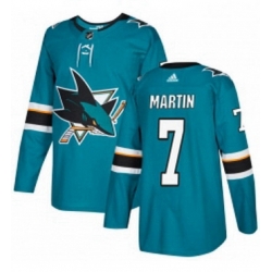 Mens Adidas San Jose Sharks 7 Paul Martin Premier Teal Green Home NHL Jersey 