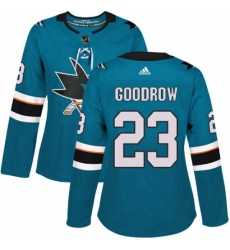 Womens Adidas San Jose Sharks 23 Barclay Goodrow Authentic Teal Green Home NHL Jersey 