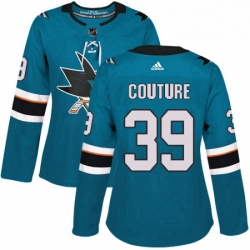 Womens Adidas San Jose Sharks 39 Logan Couture Premier Teal Green Home NHL Jersey 