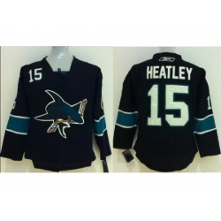 Kids San Jose Sharks 15 Dany Heatley Black NHL Jerseys