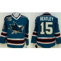 Kids San Jose Sharks 15 Dany Heatley Blue NHL Jerseys