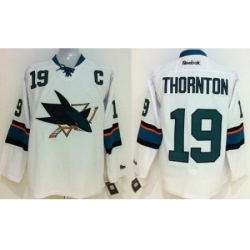 Kids San Jose Sharks 19 Joe Thornton White NHL Hockey Jersey New Style