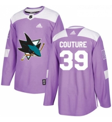 Youth Adidas San Jose Sharks 39 Logan Couture Authentic Purple Fights Cancer Practice NHL Jersey 