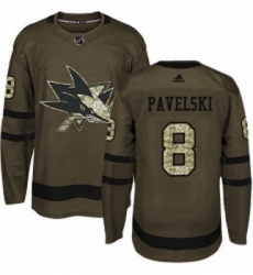 Youth Adidas San Jose Sharks 8 Joe Pavelski Premier Green Salute to Service NHL Jersey 