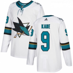 Youth Adidas San Jose Sharks 9 Evander Kane Authentic White Away NHL Jersey 