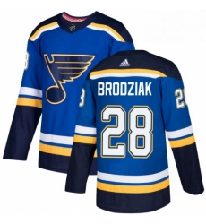 Mens Adidas St Louis Blues 28 Kyle Brodziak Authentic Royal Blue Home NHL Jersey 