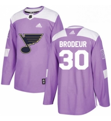 Mens Adidas St Louis Blues 30 Martin Brodeur Authentic Purple Fights Cancer Practice NHL Jersey 