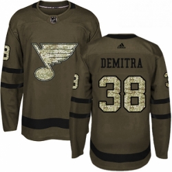 Mens Adidas St Louis Blues 38 Pavol Demitra Premier Green Salute to Service NHL Jersey 