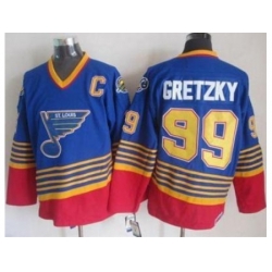 St. Louis Blues #99 Wayne Gretzky Light Blue Red CCM Throwback Stitched NHL Jersey