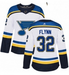 Womens Adidas St Louis Blues 32 Brian Flynn Authentic White Away NHL Jersey 