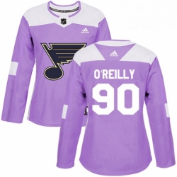 Womens Adidas St Louis Blues 90 Ryan OReilly Authentic Purple Fights Cancer Practice NHL Jerse