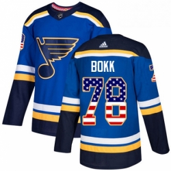 Youth Adidas St Louis Blues 78 Dominik Bokk Authentic Blue USA Flag Fashion NHL Jersey 