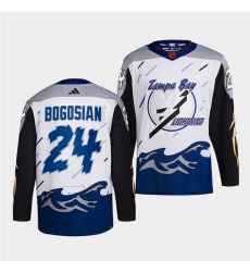 Men Tampa Bay Lightning 24 Zach Bogosian White 2022 Reverse Retro Stitched Jersey