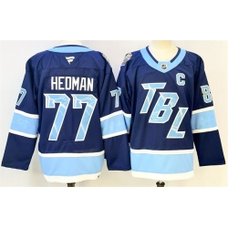 Men Tampa Bay Lightning 77 Victor Hedman Blue 2026 Stadium Series With C Patch Stitched Jersey