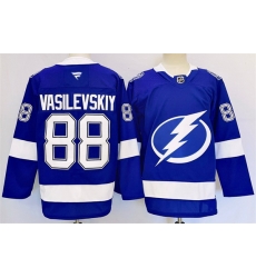 Men Tampa Bay Lightning 88 Andrei Vasilevskiy 2024 25 Blue Stitched Jersey