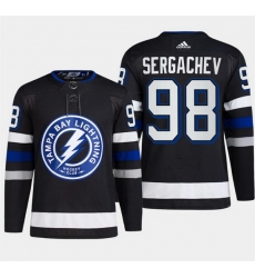 Men Tampa Bay Lightning 98 Mikhail Sergachev Black Alternate Premier Breakaway Stitched Jersey