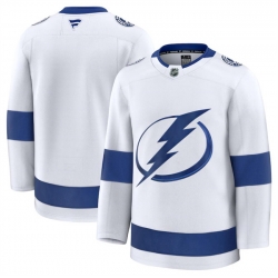 Men Tampa Bay Lightning Blank White 2024 25 Away Stitched Hockey Jersey