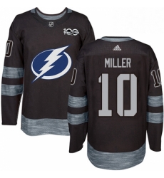 Mens Adidas Tampa Bay Lightning 10 JT Miller Authentic Black 1917 2017 100th Anniversary NHL Jerse