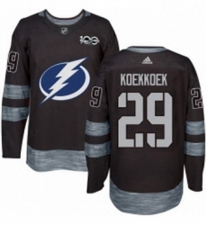 Mens Adidas Tampa Bay Lightning 29 Slater Koekkoek Authentic Black 1917 2017 100th Anniversary NHL Jersey 