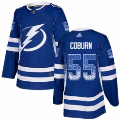 Mens Adidas Tampa Bay Lightning 55 Braydon Coburn Authentic Blue Drift Fashion NHL Jersey 