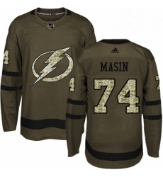 Mens Adidas Tampa Bay Lightning 74 Dominik Masin Authentic Green Salute to Service NHL Jersey 