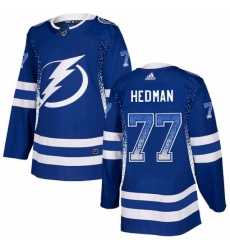 Mens Adidas Tampa Bay Lightning 77 Victor Hedman Authentic Blue Drift Fashion NHL Jersey 