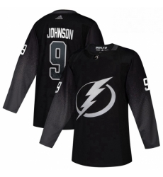 Mens Tampa Bay Lightning 9 Tyler Johnson adidas Alternate Authentic Player Jersey Black 