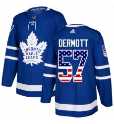 Mens Adidas Toronto Maple Leafs 57 Travis Dermott Authentic Royal Blue USA Flag Fashion NHL Jersey 