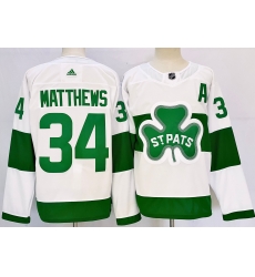 Men's Toronto Maple Leafs #34 Auston Matthews White St Patricks Authentic Jersey