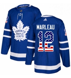 Youth Adidas Toronto Maple Leafs 12 Patrick Marleau Authentic Royal Blue USA Flag Fashion NHL Jersey 