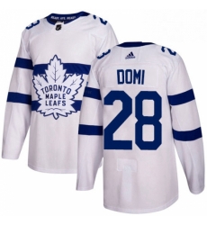 Youth Adidas Toronto Maple Leafs 28 Tie Domi Authentic White 2018 Stadium Series NHL Jersey 