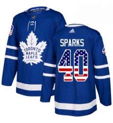 Youth Adidas Toronto Maple Leafs 40 Garret Sparks Authentic Royal Blue USA Flag Fashion NHL Jersey 