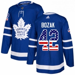 Youth Adidas Toronto Maple Leafs 42 Tyler Bozak Authentic Royal Blue USA Flag Fashion NHL Jersey 