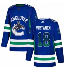 Mens Adidas Vancouver Canucks 18 Jake Virtanen Authentic Blue Drift Fashion NHL Jersey 