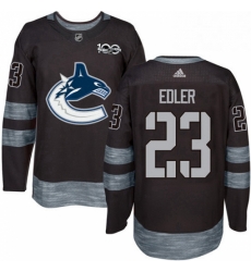 Mens Adidas Vancouver Canucks 23 Alexander Edler Authentic Black 1917 2017 100th Anniversary NHL Jersey 