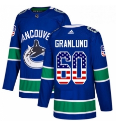 Mens Adidas Vancouver Canucks 60 Markus Granlund Authentic Blue USA Flag Fashion NHL Jersey 