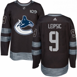 Mens Adidas Vancouver Canucks 9 Brendan Leipsic Authentic Black 1917 2017 100th Anniversary NHL Jerse