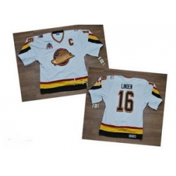 Vancouver Canucks 16 Trevor LINDEN CCM Throwback C Patch White Jerseys