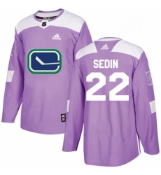 Youth Adidas Vancouver Canucks 22 Daniel Sedin Authentic Purple Fights Cancer Practice NHL Jersey 