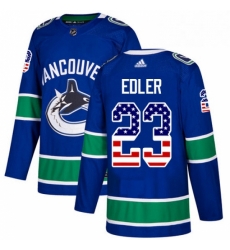 Youth Adidas Vancouver Canucks 23 Alexander Edler Authentic Blue USA Flag Fashion NHL Jersey 