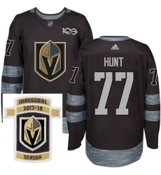 Adidas Golden Knights #77 Brad Hunt Black 1917 2017 100th Anniversary Stitched NHL Inaugural Season Patch Jersey