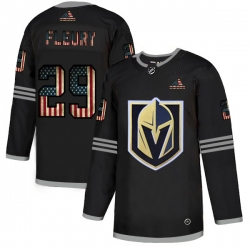 Men Vegas Golden Knights 29 Marc Andre Fleury Black USA Flag Fashion Adidas Jersey