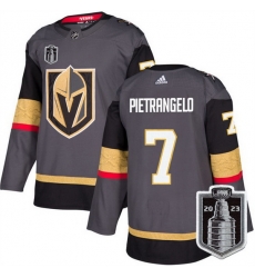 Men Vegas Golden Knights 7 Alex Pietrangelo Gray 2023 Stanley Cup Final Stitched Jersey