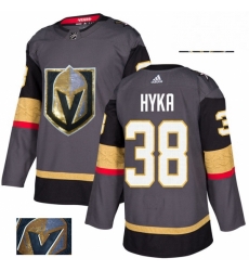 Mens Adidas Vegas Golden Knights 38 Tomas Hyka Authentic Gray Fashion Gold NHL Jersey 